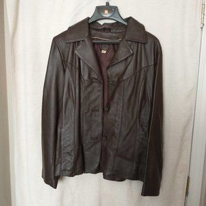 Women's brown leather blazer, size XL, Like New
